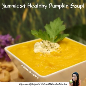 lightly garnished vegan pumpkin soup