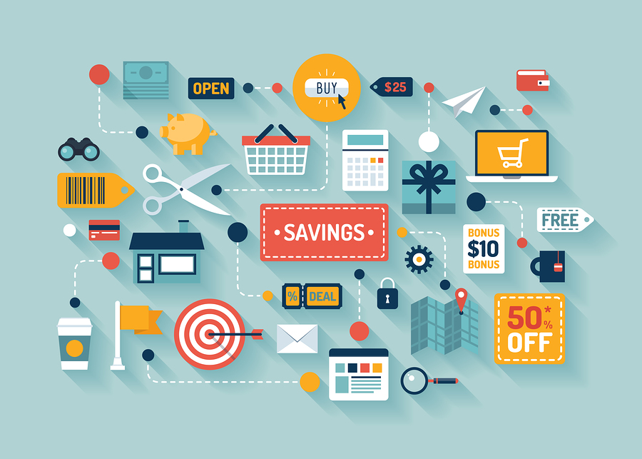 Commerce And Savings Flat Illustration