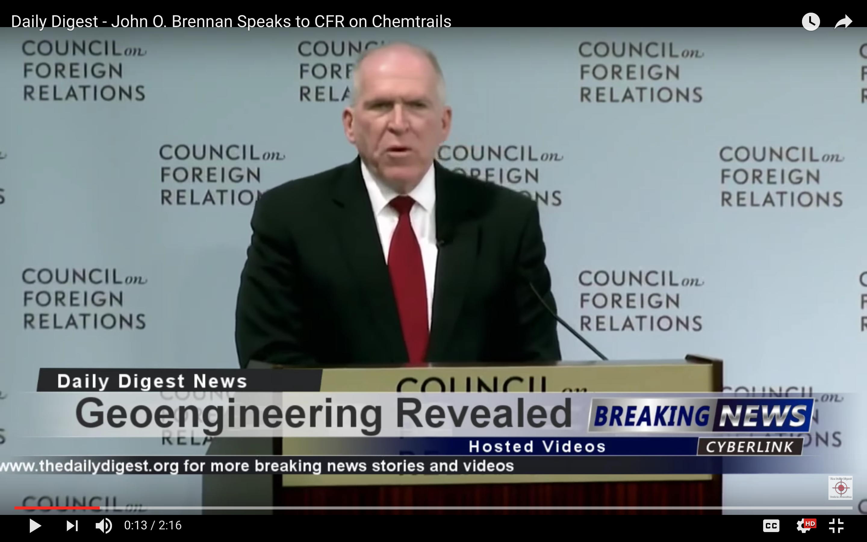 CIA Director (UNTIL JUST DAYS AGO) States (ON CAMERA) His Support For Geoengineering