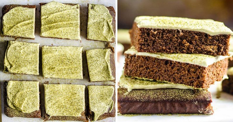 Matcha brownies with green tea frosting (calming, antioxidant-rich recipe)