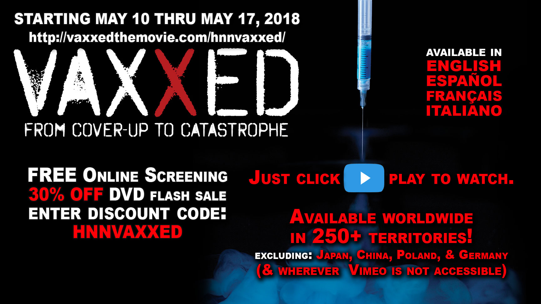 Vaxxed: From cover-up to catastrophe, FREE TO WATCH until May 17th