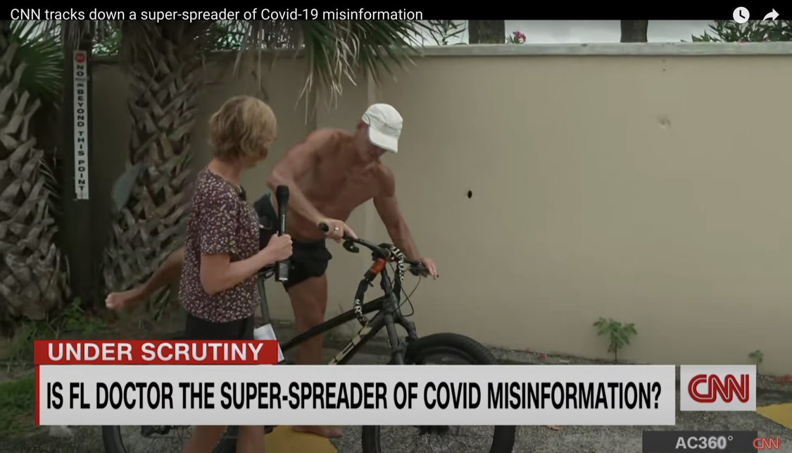 Dr M*rcola is hunted down by CNN (Anderson Cooper’s words!) on his bicycle!!